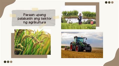 Mga paraan upang mapalakas ang sektor ng agrikultura.